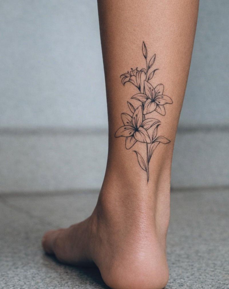 small lily flower tattoo designs Pure Stem Temporary Tattoo | 1-2 Week Semi-Permanent Tattoo