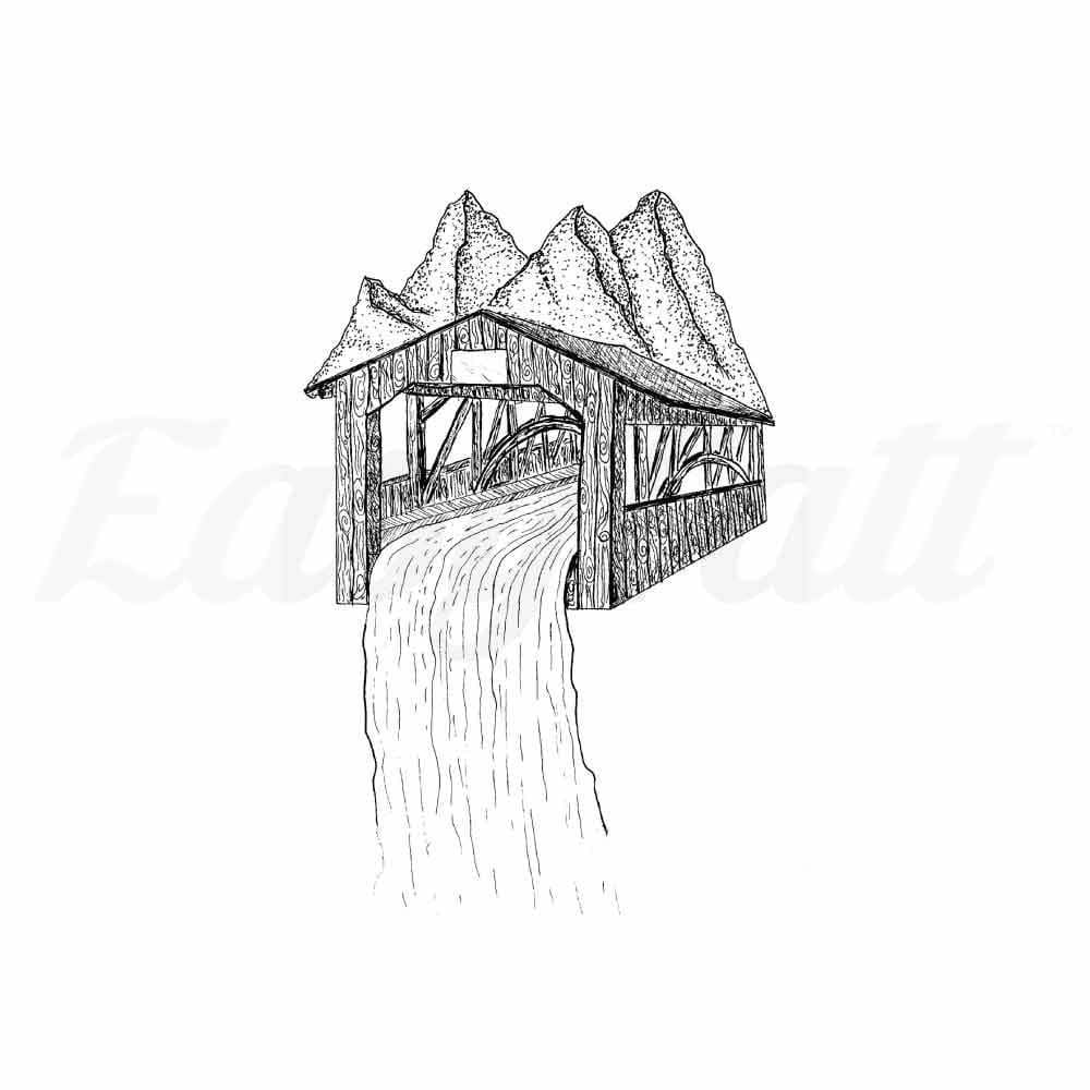 Covered Bridge - By Jennifer Hayes - Temporary Tattoo