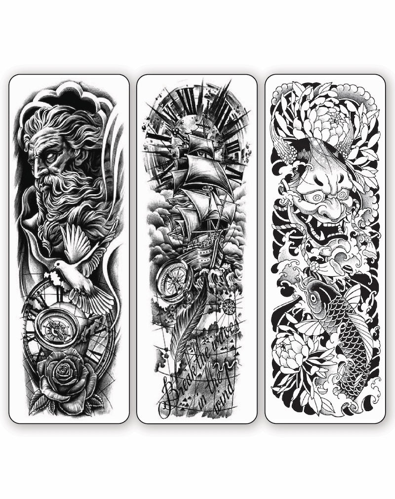 3 Full Sleeve Semi-Permanent TattooPack | EasyTatt™