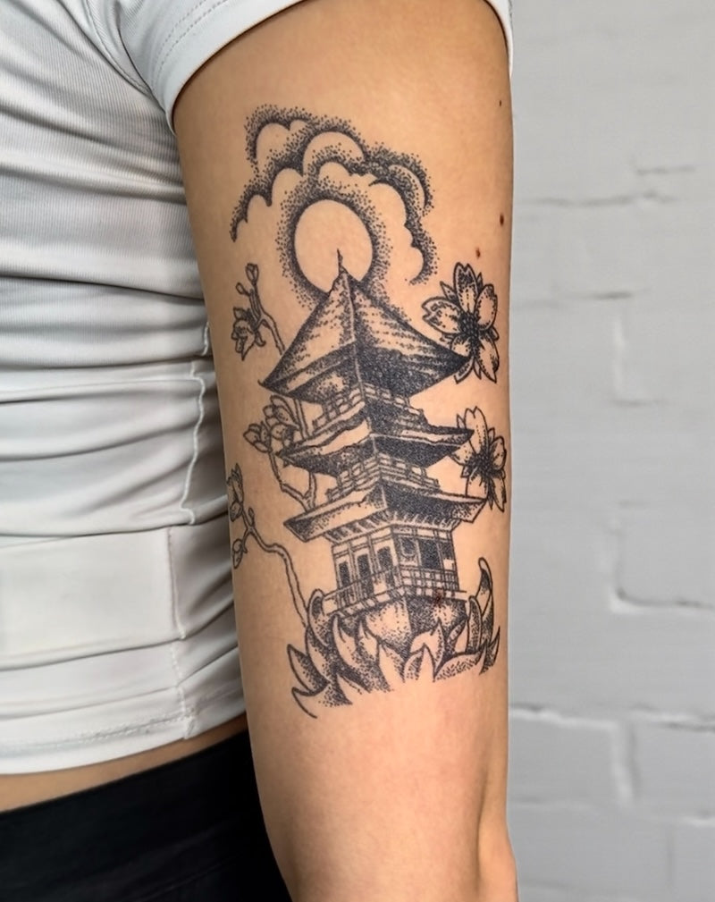 Japanese Temple - Semi-Permanent Tattoo
