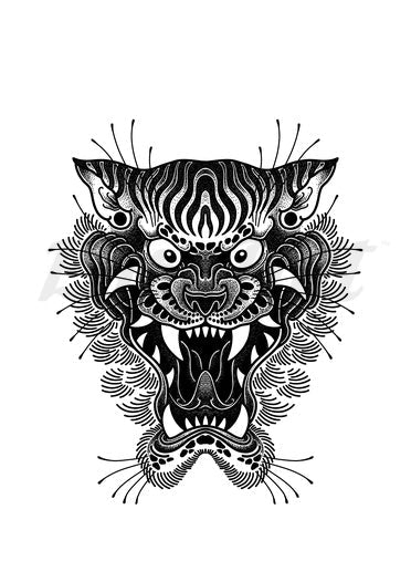 Japanese Tiger - Temporary Tattoo