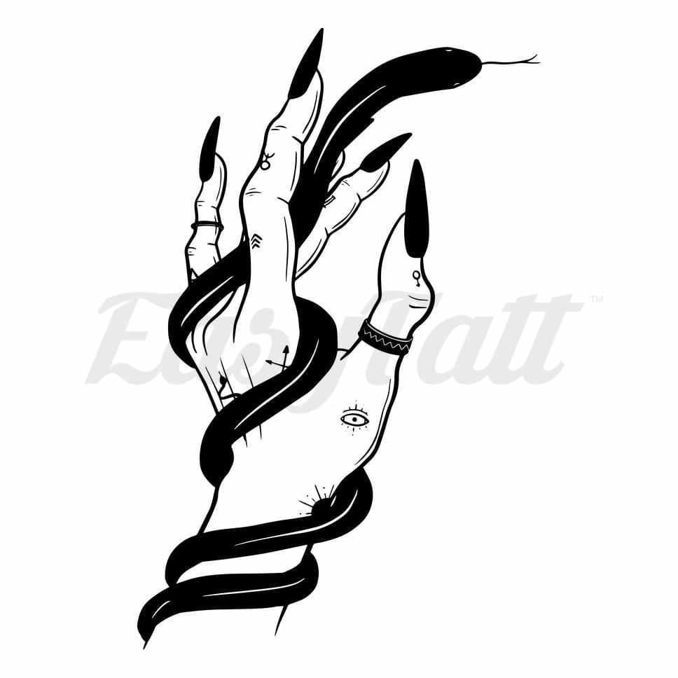 Snake Hand - Temporary Tattoo