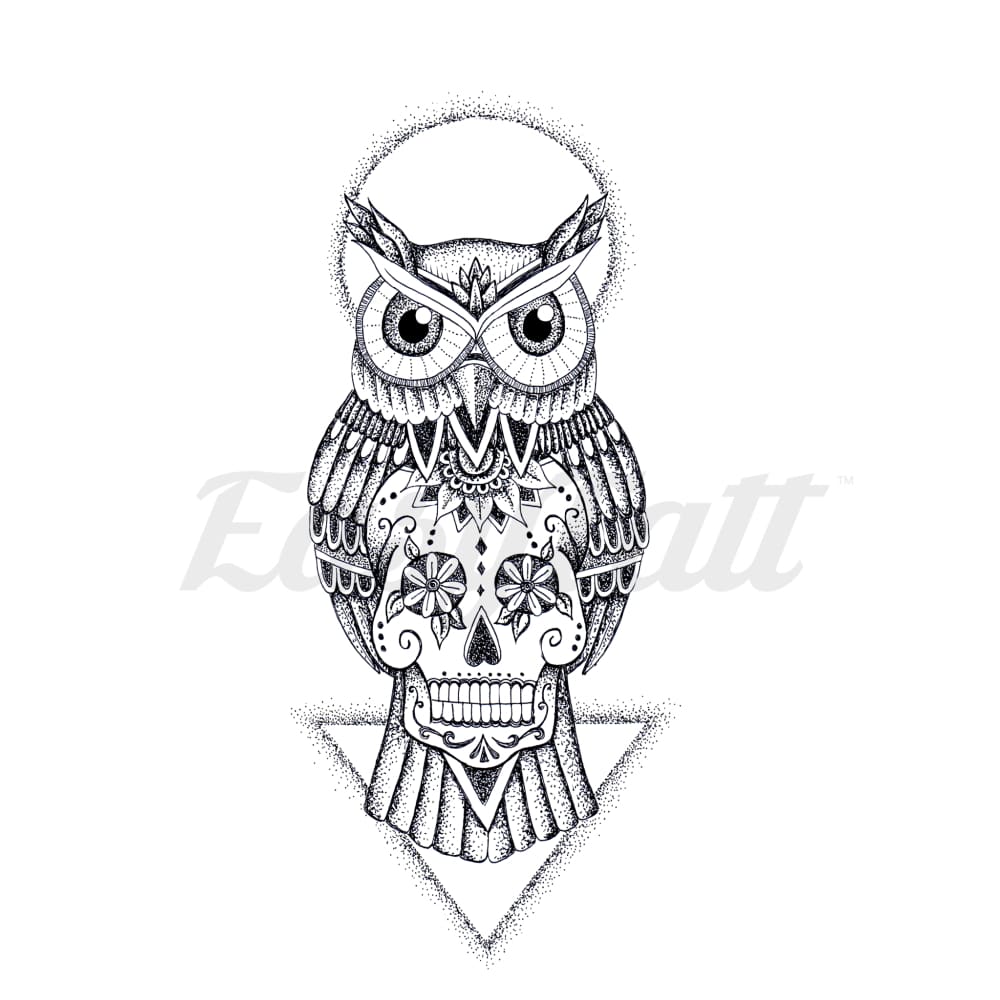 Sugar Skull and Owl Tattoo Design Ideas
