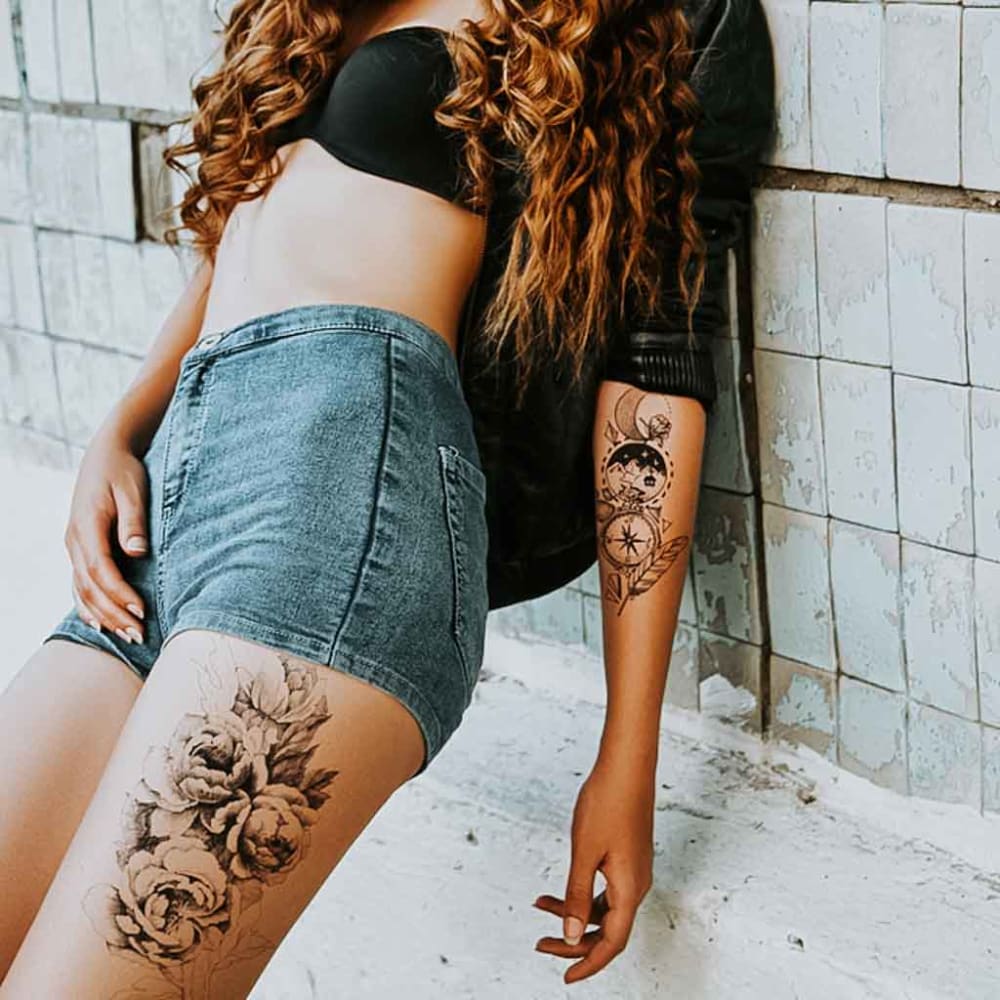 Thigh Roses - Temporary Tattoo – EasyTatt Ink co.