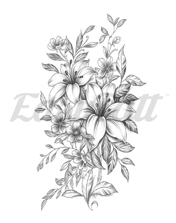 Blooming Lillies - Temporary Tattoo