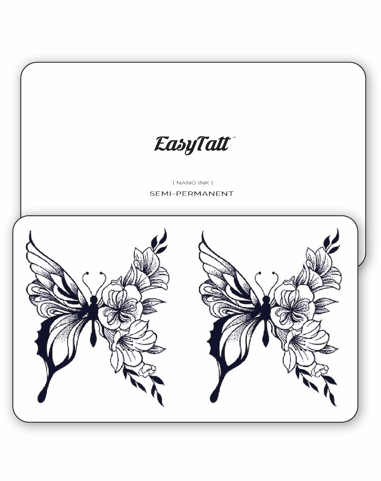 (2 Tattoos) Blossoming Butterflies - Semi-Permanent Tattoos