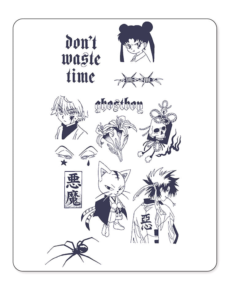 (12 Tattoos) Don't Waste Time - Semi-Permanent Tattoos