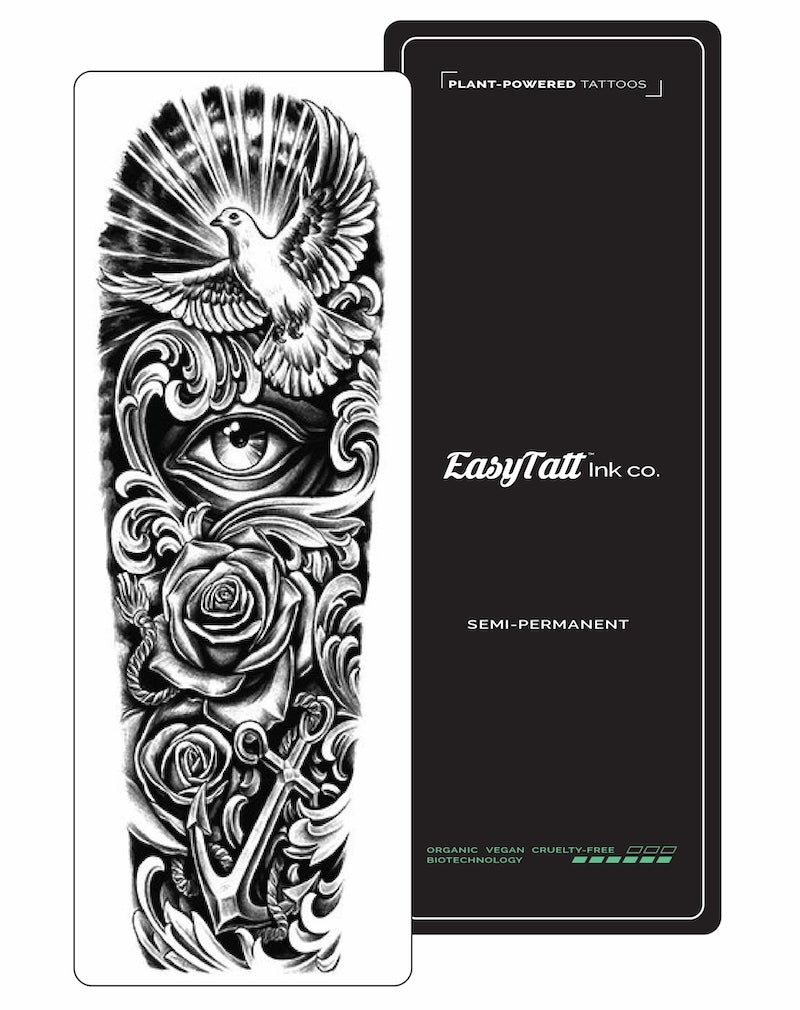(Full Sleeve) Doves Cry - Semi-Permanent Tattoo