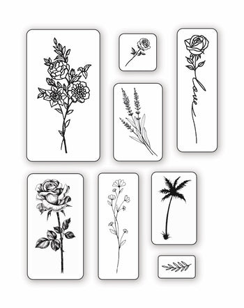 Floral First Semi-Permanent Tattoo Pack - 8 Designs
