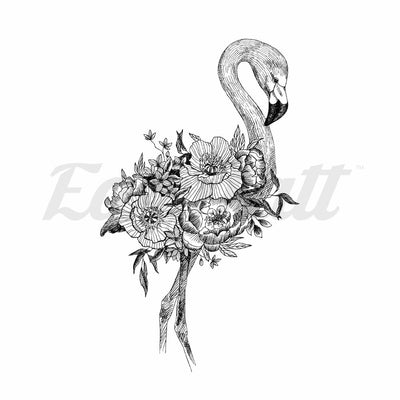 Floral Flamingo - Temporary Tattoo