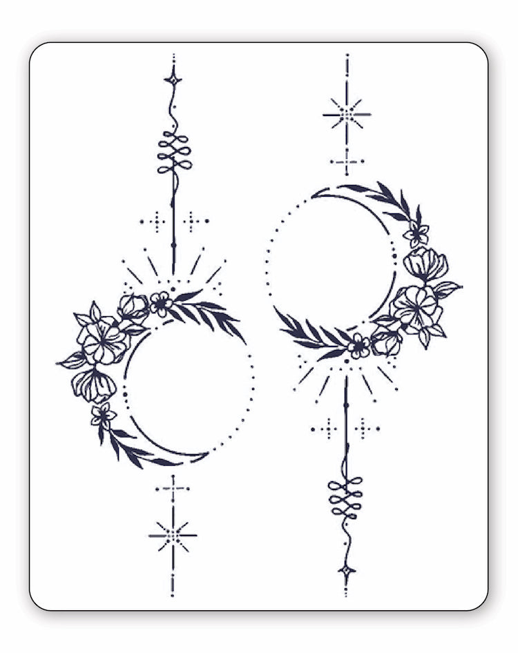 (2 Tattoos) Floral Moons - Semi-Permanent Tattoos