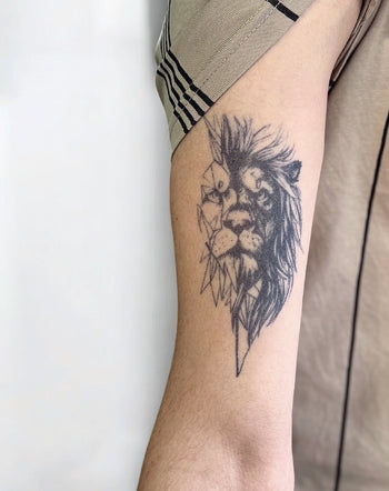 Geometric Lion - Semi-Permanent Tattoo