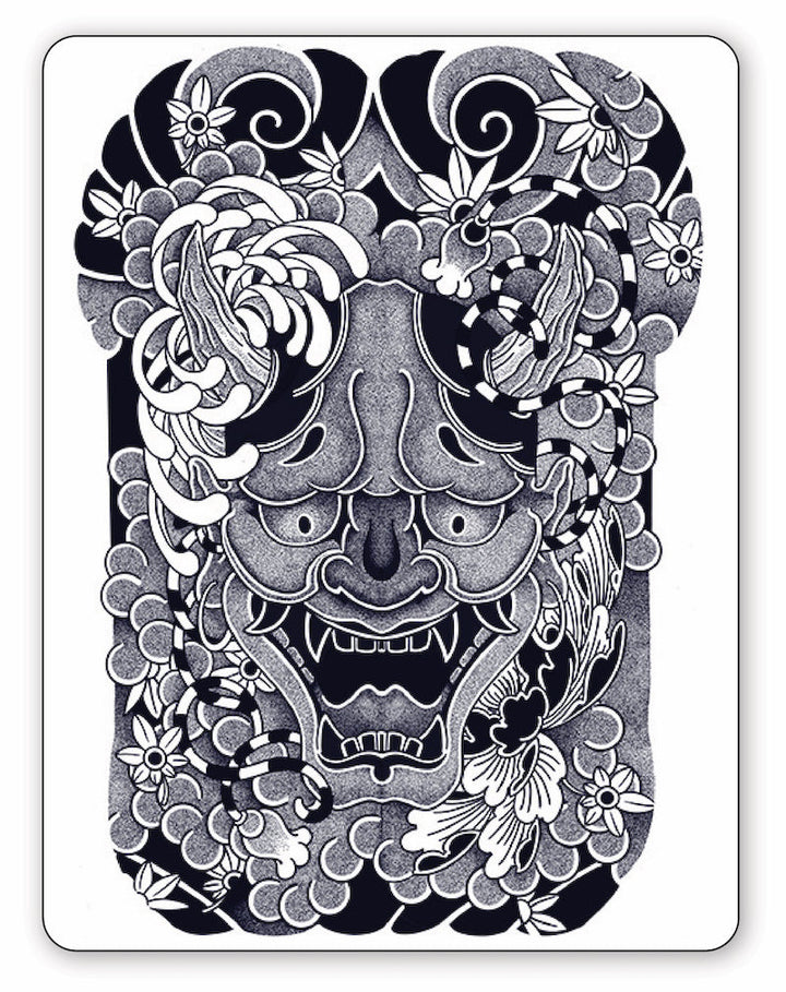 Japanese Oni Mask Semi-Permanent Tattoo | EasyTatt