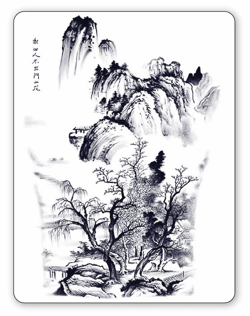 (Full Back) Mountain Garden - Semi-Permanent Tattoo