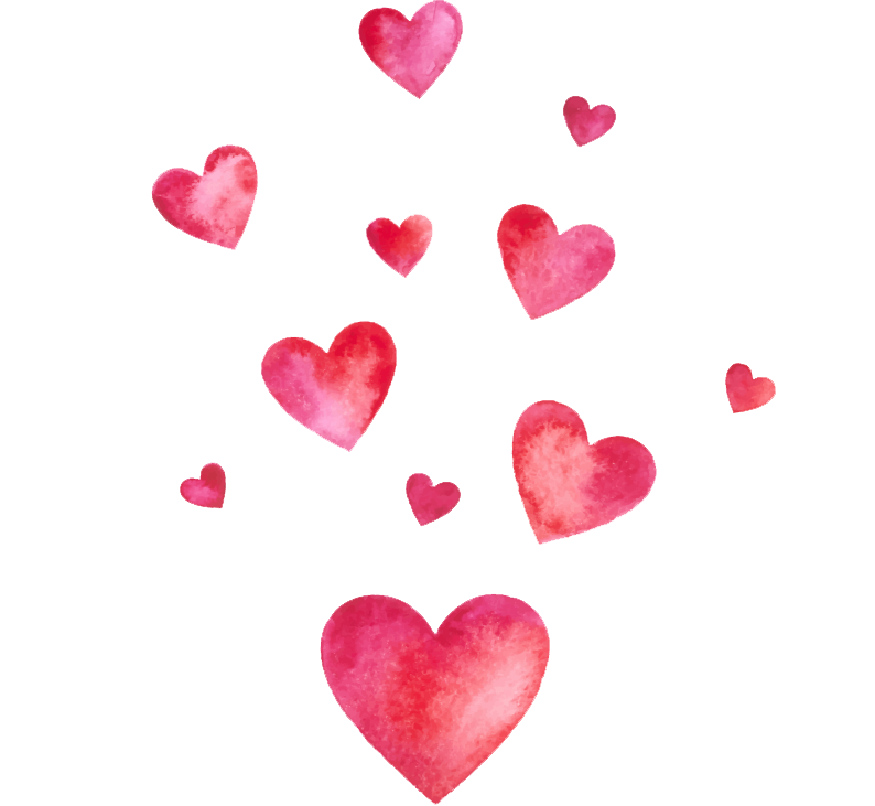 Pink Watercolor Love Hearts - Temporary Tattoo