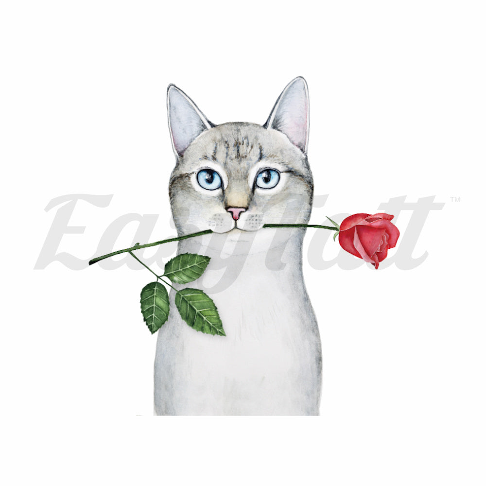 Romantic Cat - Temporary Tattoo