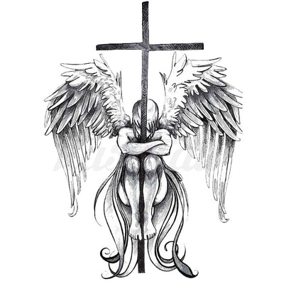 Angel with Cross - Temporary Tattoo