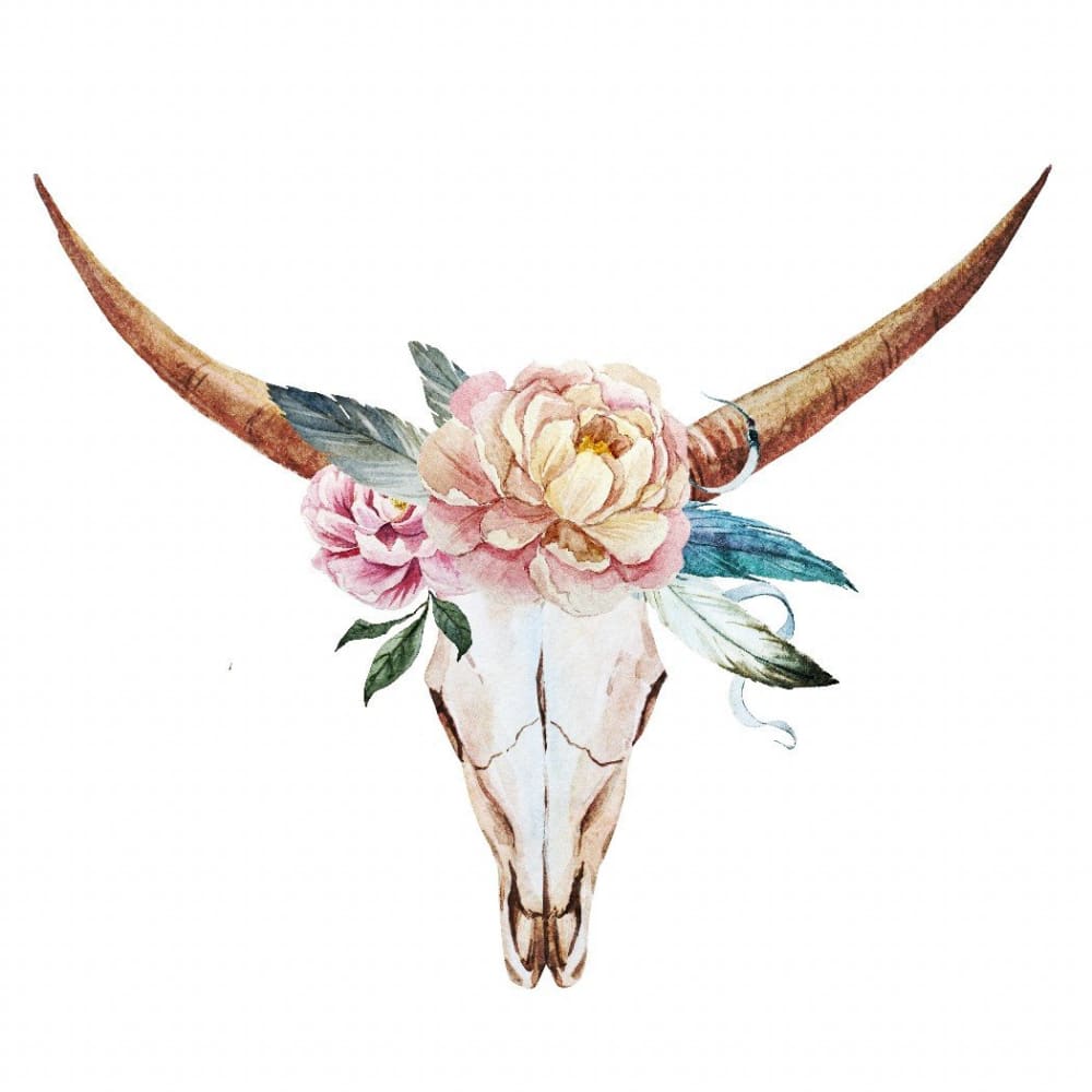 Animal Floral Skull - Temporary Tattoo