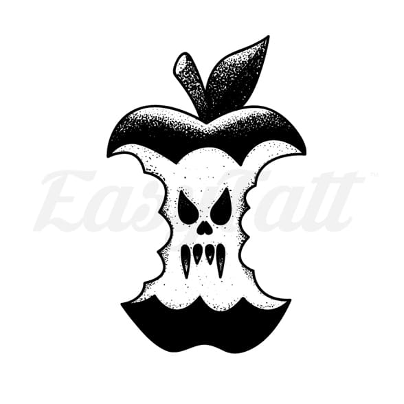 Apple Core Skull - Temporary Tattoo