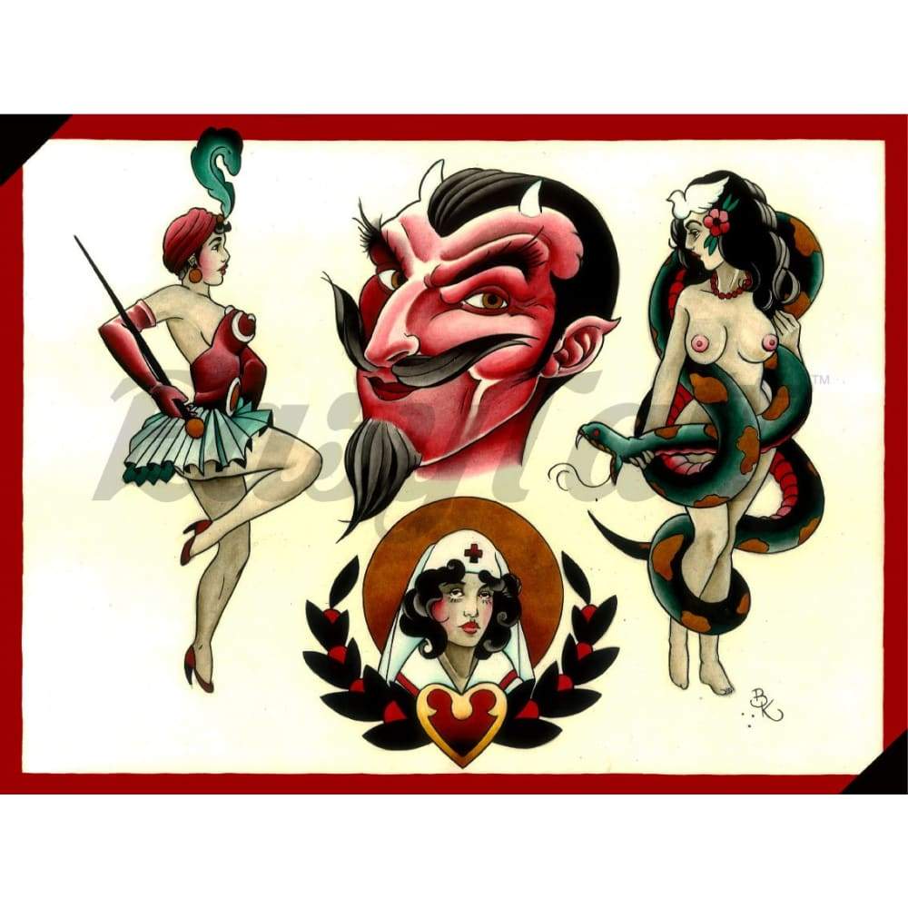 Authentic Traditional - By Brian Kelly - Temporary Tattoo