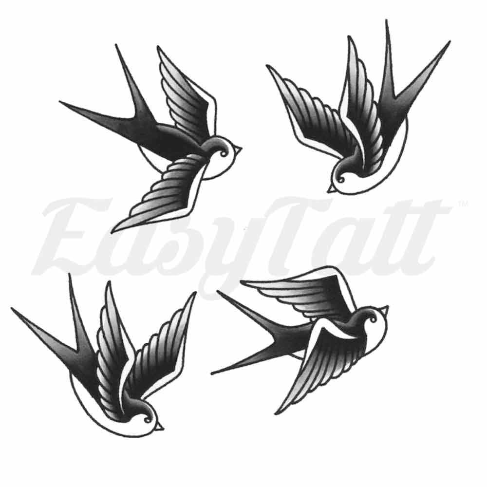 Black Swallows - Temporary Tattoo