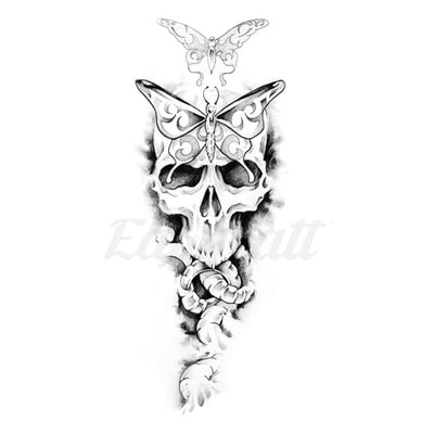 Butterfly and Skull - Temporary Tattoo