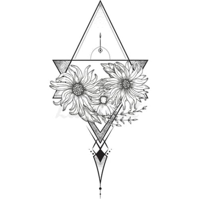 Chrysanthemums on Triangles - Temporary Tattoo