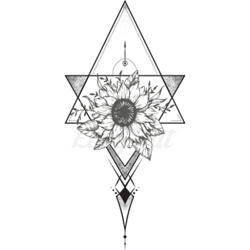 Chrysanthemums on Triangles - Temporary Tattoo