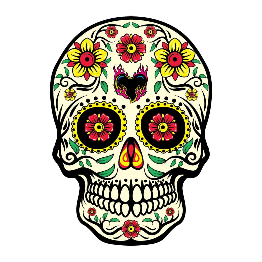 Colour Sugar Skull - Temporary Tattoo