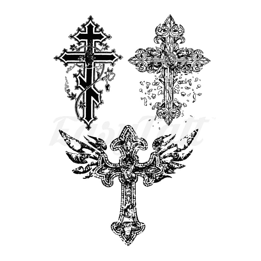 Detailed Crosses - Temporary Tattoo