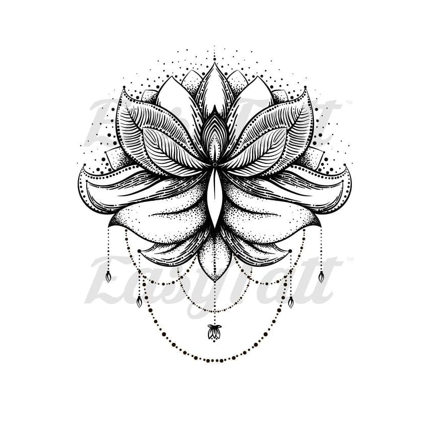 Dot work Lotus Flower - Temporary Tattoo