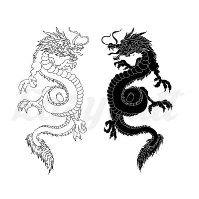Double Dragons - Temporary Tattoo