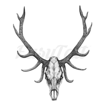 Elk Skull - By Strat.Lacy.Art - Temporary Tattoo