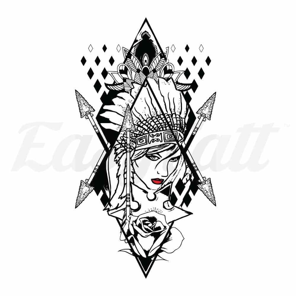 Fearless Tribal Woman - By Jen - Temporary Tattoo