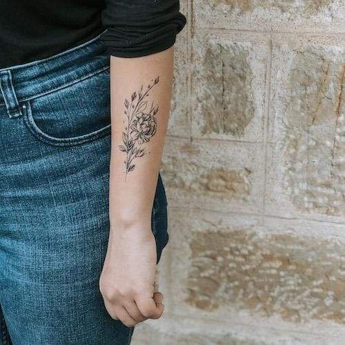 Flower Petals and Leaves - Temporary Tattoo