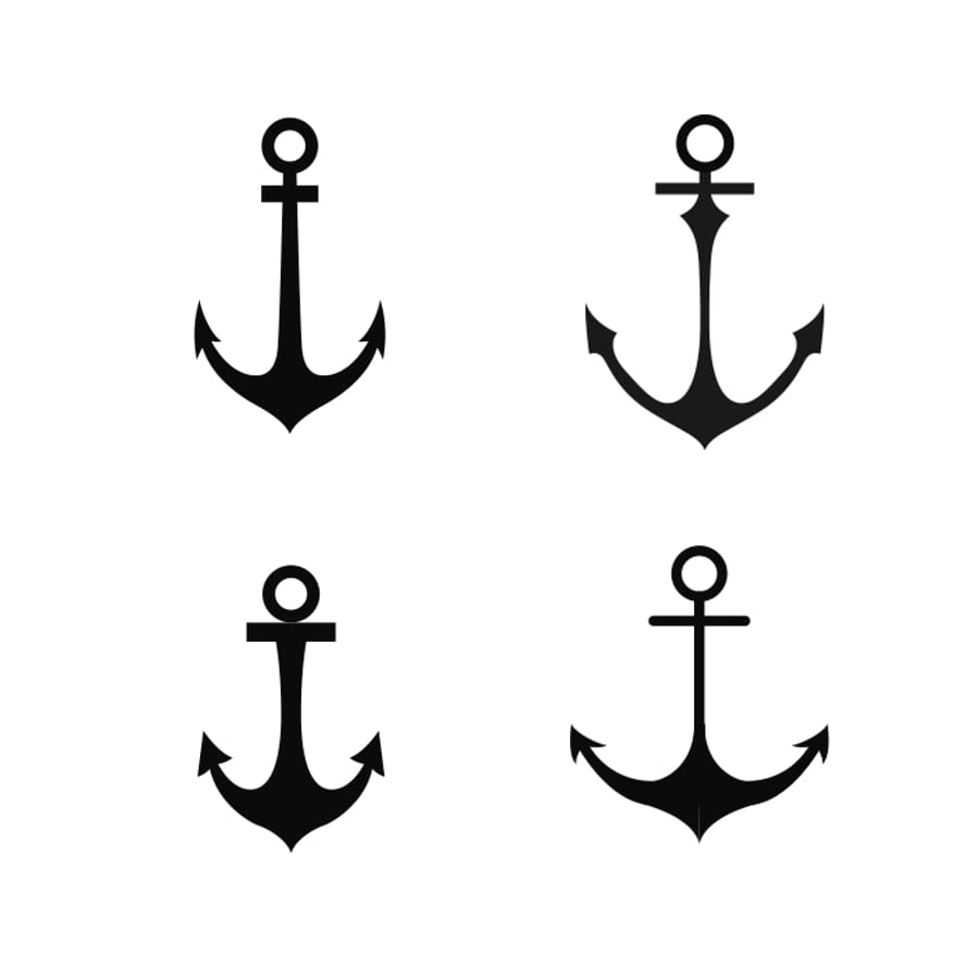 Four Anchors - Temporary Tattoo