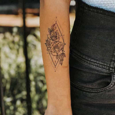 Geometric Roses - Temporary Tattoo