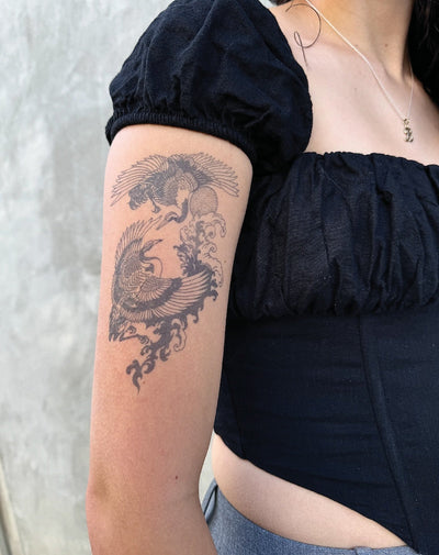 Japanese Birds - Semi-Permanent Tattoo