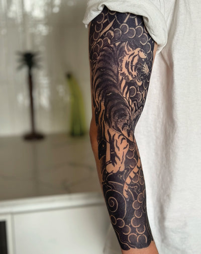 (Full Sleeve) Japanese Tiger Style - Semi-Permanent Tattoo