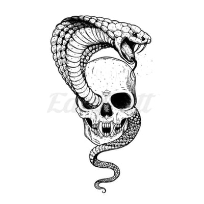 King Cobra Skull - Temporary Tattoo