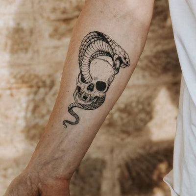 King Cobra Skull - Temporary Tattoo