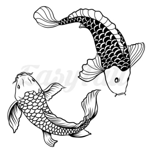 Koi Fish Circle - Temporary Tattoo