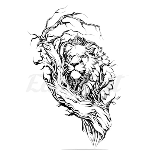 Lion in Tree - Confidence - Temporary Tattoo