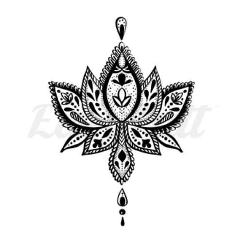 Lotus Flower and Beads - Temporary Tattoo