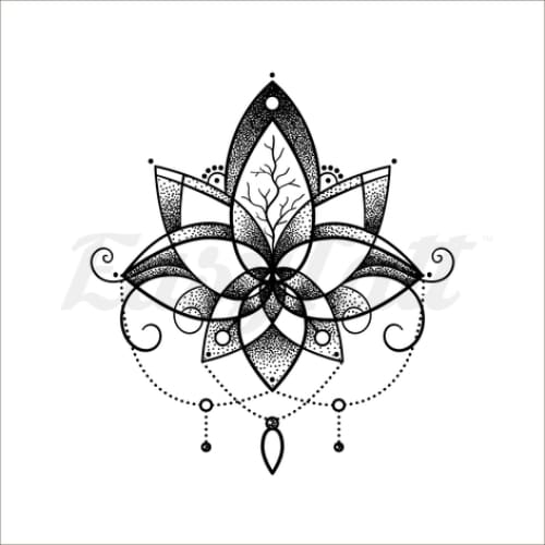 Lotus Flower and Beads - Temporary Tattoo