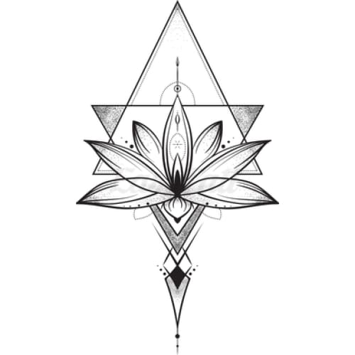 Lotus Flower and Triangle - Temporary Tattoo