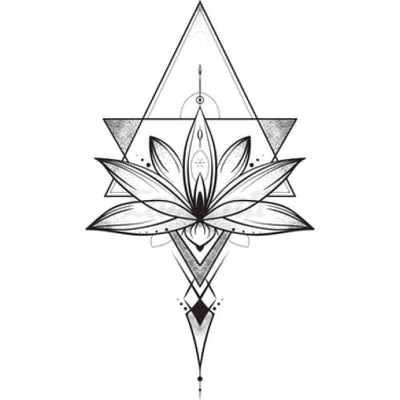 Lotus Flower and Triangle - Temporary Tattoo