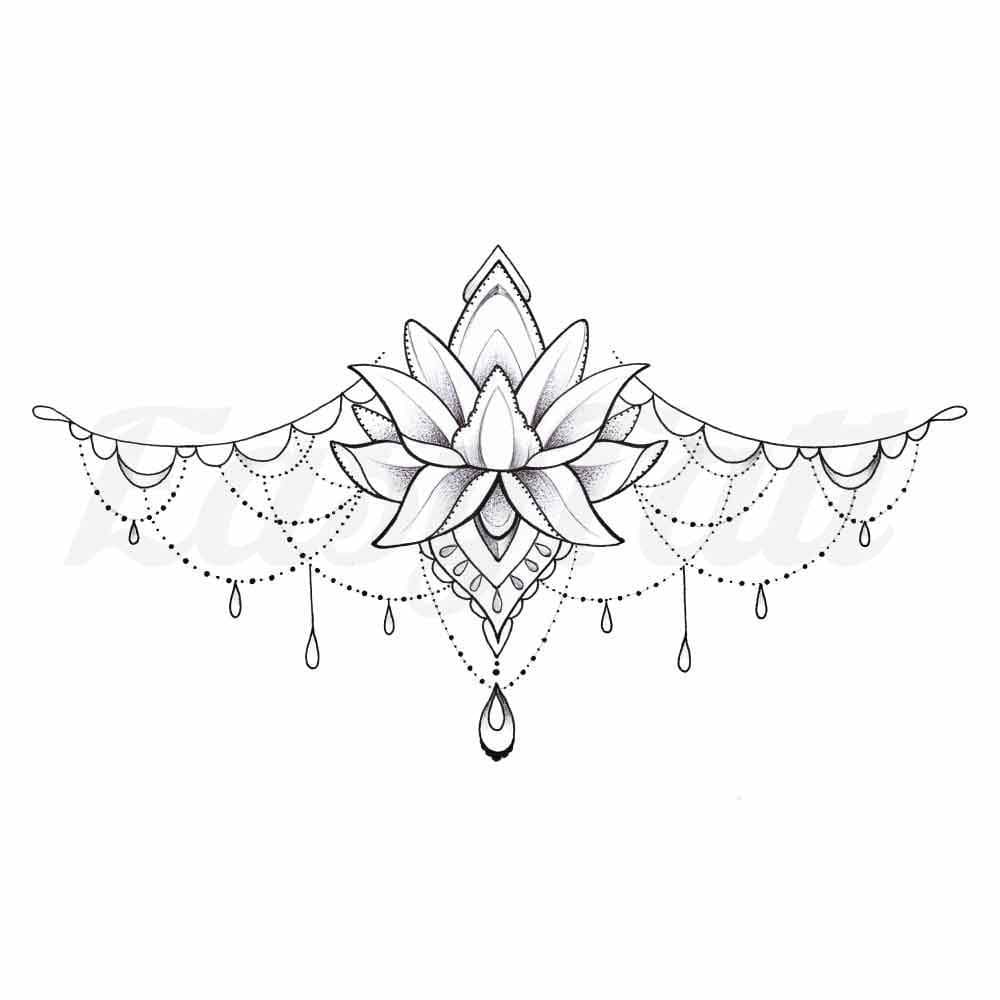 Lotus Sternum - Temporary Tattoo