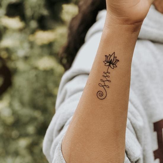 Lotus Unalome - Temporary Tattoo