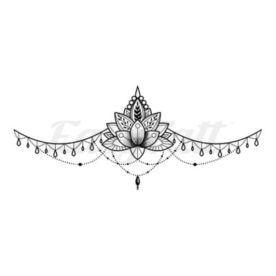 Lotus with Beads - Temporary Tattoo
